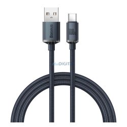   BASEUS CRYSTAL SHINE adatkábel (USB - Type-C, 100W, PD gyorstöltő, 200cm, cipőfűző) FEKETE