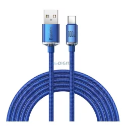   BASEUS CRYSTAL SHINE adatkábel (USB - Type-C, 100W, PD gyorstöltő, 200cm, cipőfűző) SÖTÉTKÉK