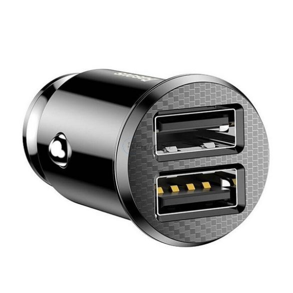 BASEUS GRAIN autós töltő 2 USB aljzat (15W, túlfeszültség elleni védelem) FEKETE
