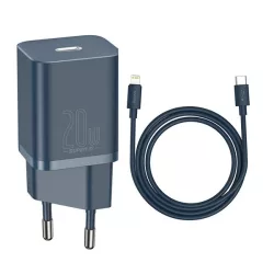   BASEUS SUPER SI hálózati töltő Type-C aljzat (20W, PD gyorstöltő + Type-C - lightning kábel) SÖTÉTKÉK