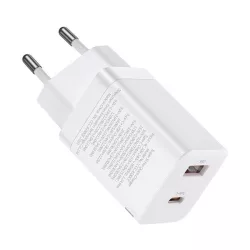   BASEUS SUPER SI PRO hálózati töltő USB+Type-C aljzat (30W, PD gyorstöltő 3.0) FEHÉR