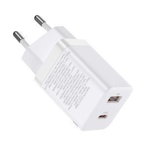 BASEUS SUPER SI PRO hálózati töltő USB+Type-C aljzat (30W, PD gyorstöltő 3.0) FEHÉR