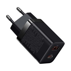 BASEUS SUPER SI PRO hálózati töltő USB+Type-C aljzat (30W, PD gyorstöltő 3.0) FEKETE