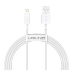   BASEUS SUPERIOR adatkábel (USB - lightning, 2.4A, PD gyorstöltő, 150cm, törésgátló) FEHÉR