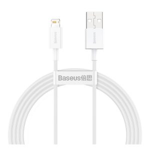 BASEUS SUPERIOR adatkábel (USB - lightning, 2.4A, PD gyorstöltő, 150cm, törésgátló) FEHÉR