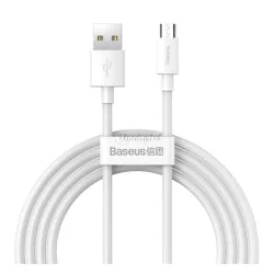   BASEUS WISDOM adatkábel 2db (USB - microUSB, 2.1A, gyorstöltő, 150cm) FEHÉR