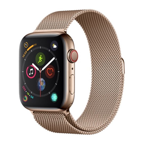 DEVIA ELEGANT pótszíj (egyedi méret, kicsi, fém, milánói szíj, mágneses) ARANY Apple Watch Series 1 38mm, Apple Watch Series 2 38mm, Apple Watch Series 3 38mm, Apple Watch Series 4 40mm, Apple Watch Series 5 40mm