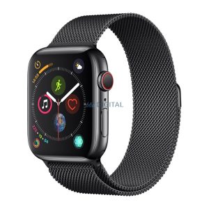 DEVIA ELEGANT pótszíj (egyedi méret, kicsi, fém, milánói szíj, mágneses) FEKETE Apple Watch Series 10 42mm, Watch Series SE 40mm, Watch Series SE 2 40mm