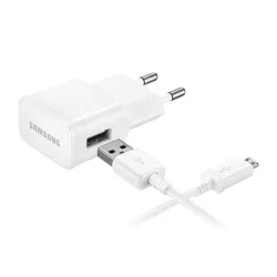   SAMSUNG hálózati töltő USB aljzat (15W, gyorstöltő + ECB-DU4EWE microUSB, 150cm kábel) FEHÉR