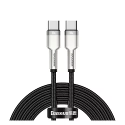   BASEUS CAFULE adatkábel (Type-C - Type-C, 100W, PD gyorstöltő, 200cm, cipőfűző) FEKETE