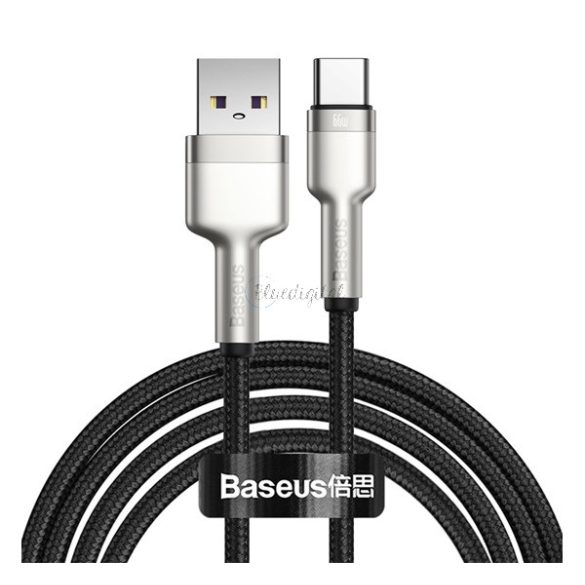 BASEUS CAFULE adatkábel (USB - Type-C, 66W, gyorstöltő, 200cm, törésgátló) FEKETE