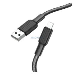   HOCO X69 adatkábel (USB - lightning, 2.4A, 100cm, törésgátló, cipőfűző) FEKETE/FEHÉR