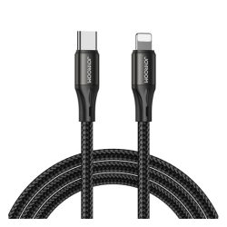   JOYROOM adatkábel (Type-C - lightning, 2.4A, 20W, PD gyorstöltő, 100cm, törésgátló) FEKETE
