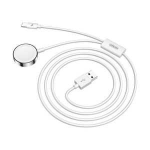 JOYROOM töltőkábel 2in1 (USB - lightning/Apple Watch töltő, wireless, 3A, 150cm) FEHÉR Apple Watch Series