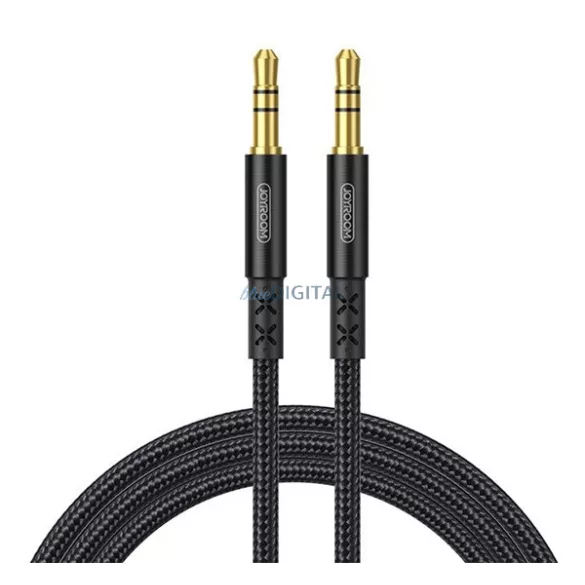 JOYROOM audió kábel (3.5mm jack - 3.5mm jack, 100cm, cipőfűző, AUX) FEKETE