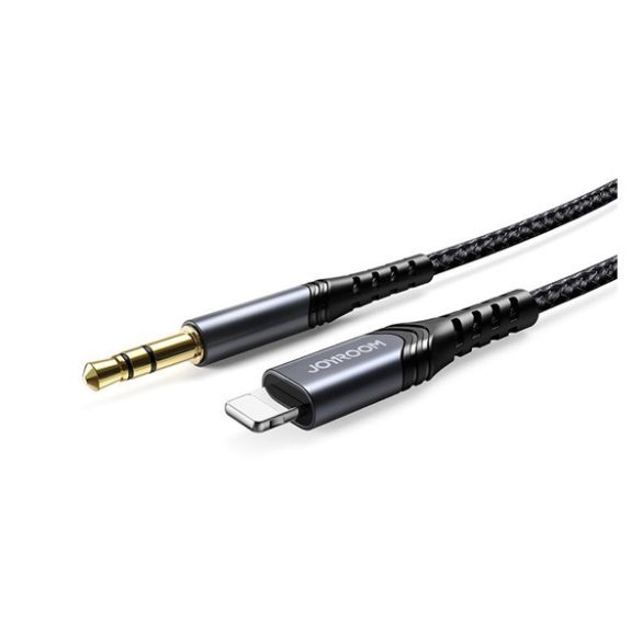 JOYROOM audió kábel (3.5mm jack - lightning, 200cm, cipőfűző) FEKETE