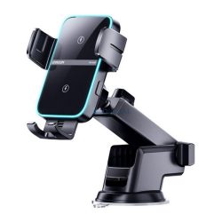   JOYROOM autós tartó (műszerfalra, tapadókorongos, automata, 15W, wireless, gyorstöltő, 4-7" méret) FEKETE