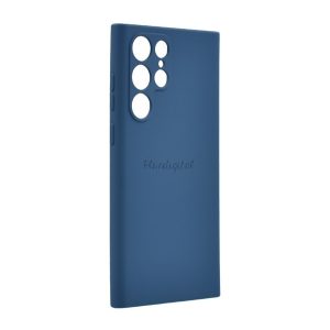 Szilikon telefonvédő (matt, mikrofiber plüss karcolásmentesítő belső, prémium) SÖTÉTKÉK Samsung Galaxy S22 Ultra 5G (SM-S908)