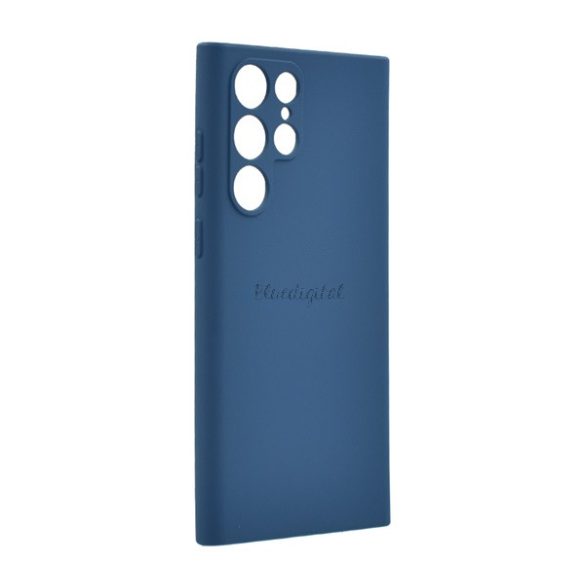 Szilikon telefonvédő (matt, mikrofiber plüss karcolásmentesítő belső, prémium) SÖTÉTKÉK Samsung Galaxy S22 Ultra 5G (SM-S908)