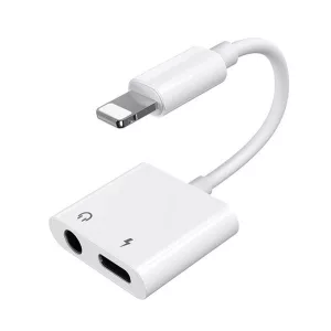 JOYROOM S-Y104 audió adapter és töltőkábel (elosztó, lightning+3.5mm jack aljzat - lightning) FEHÉR Apple iPhone 14 Pro, iPhone 14 Plus, iPhone 14