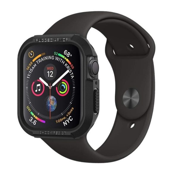 SPIGEN RUGGED ARMOR műanyag óra keret (ütésállóság) FEKETE Apple Watch Series 4 40mm, Apple Watch Series 5 40mm, Apple Watch Series 6 40mm, Apple Watch Series SE 40mm, Apple Watch Series 7 41mm