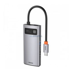   BASEUS Type-C HUB 4in1 (aktív, elosztó, HDMI+2 USB+Type-C aljzat) SZÜRKE