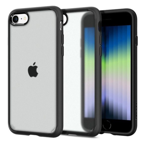 SPIGEN ULTRA HYBRID műanyag telefonvédő (közepesen ütésálló, szilikon légpárnás keret) FEKETE / ÁTLÁTSZÓ Apple iPhone 7 4.7, Apple iPhone 8 4.7, Apple iPhone SE 2 (2020), Apple iPhone SE