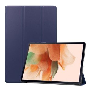 Tok álló, bőr hatású (FLIP, oldalra nyíló, TRIFOLD, asztali tartó) SÖTÉTKÉK Samsung Galaxy Tab S7 Plus WIFI (SM-T970), Samsung Galaxy Tab S7 FE WIFI 12.4 (SM-T733)