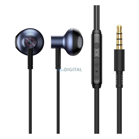 BASEUS ENCOK H19 fülhallgató SZTEREO (3.5mm jack, mikrofon, felvevő gomb, hangerőszabályzó) FEKETE