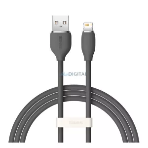BASEUS JELLY LIQUID adatkábel (USB - lightning, 2.4A, gyorstöltő, 120cm) FEKETE Apple iPhone 14 Pro, iPhone 14 Plus, iPhone 14