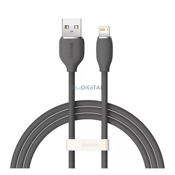 BASEUS JELLY LIQUID adatkábel (USB - lightning, 2.4A, gyorstöltő, 120cm) FEKETE Apple iPhone 14 Pro, iPhone 14 Plus, iPhone 14