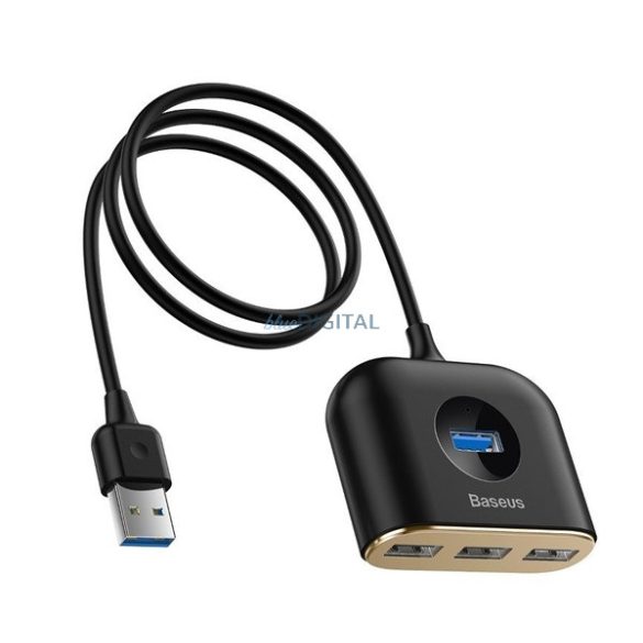 BASEUS USB HUB (passzív, elosztó, 4 USB aljzat, 100cm kábel) FEKETE