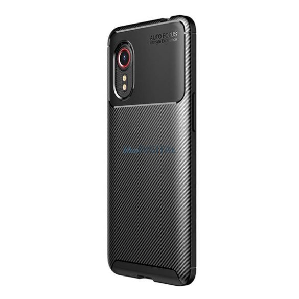 Szilikon telefonvédő (közepesen ütésálló, légpárnás sarok, karbon minta) FEKETE Samsung Galaxy Xcover 5 (SM-G525F)