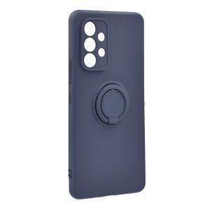 Szilikon telefonvédő (telefontartó gyűrű, mikrofiber plüss belső, beépített fémlemez, kamera védelem) SÖTÉTKÉK Samsung Galaxy A53 (SM-A536) 5G