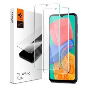 SPIGEN SLIM képernyővédő üveg 2db (2.5D, extra karcálló, tokbarát, ultravékony, 0.2mm, 9H) ÁTLÁTSZÓ Samsung Galaxy M33 (SM-M336), Samsung Galaxy M23 (SM-M236), Samsung Galaxy M13 (SM-M135)