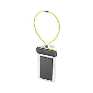 BASEUS LETS GO vízhatlan / vízálló univerzális tok, AQUA (IPX8, nyakba akasztható, 7.2" méret) SÁRGA