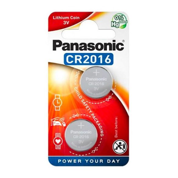 PANASONIC gombelem (CR2016, 3V, lítium) 2db/csomag