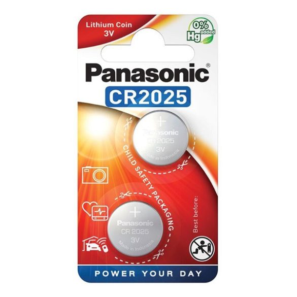 PANASONIC gombelem (CR2025, 3V, lítium) 2db/csomag