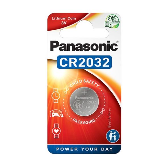 PANASONIC gombelem (CR2032/BS, 3V, mangán-dioxid lítium) 1db/csomag