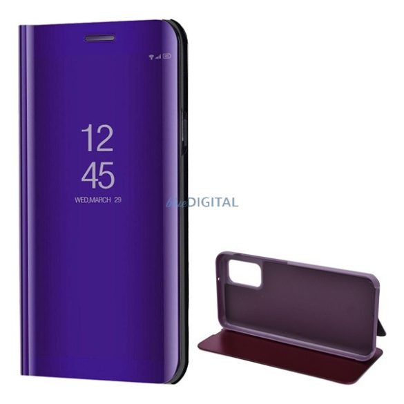 Tok álló (aktív FLIP, oldalra nyíló, asztali tartó funkció, tükrös felület, Mirror View Case) LILA Samsung Galaxy A13 4G (SM-A135F / A137F)