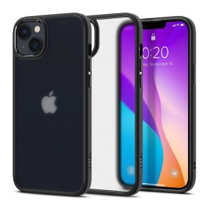 SPIGEN ULTRA HYBRID műanyag telefonvédő (közepesen ütésálló, szilikon légpárnás keret) FEKETE Apple iPhone 14