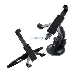   Autós tartó (szélvédőre, fejtámlára, tapadókorongos, gravitációs, 7-10" méretig) FEKETE