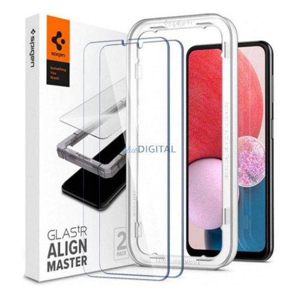 SPIGEN ALM FC képernyővédő üveg 2db (2.5D, ujjlenyomatmentes, extra karcálló, 9H, ultravékony, színkiemelés) ÁTLÁTSZÓ Samsung Galaxy A13 4G (SM-A135F / A137F)