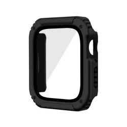   Műanyag keret (ütésálló + kijelzővédő üveg) FEKETE Apple Watch Series SE 44mm