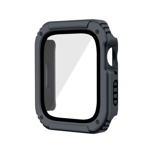 Műanyag keret (ütésálló + kijelzővédő üveg) SÖTÉTSZÜRKE Apple Watch Series 7 45mm