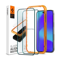   SPIGEN ALM FC képernyővédő üveg 2db (2.5D, extra karcálló, 9H, ultravékony, színkiemelés) FEKETE Apple iPhone 14 Pro