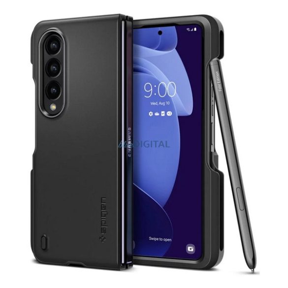 SPIGEN THIN FIT műanyag telefonvédő (matt, ultravékony, kamera védelem, S Pen tartó) FEKETE Samsung Galaxy Z Fold4 5G (SM-F936)