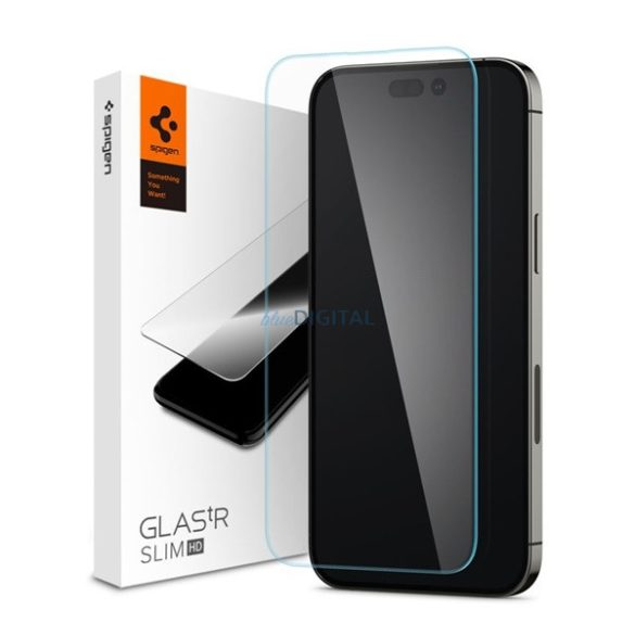 SPIGEN TR SLIM HD képernyővédő üveg (2.5D, karcálló, tok barát, ujjlenyomat mentes, ultravékony, 0.2mm, 9H) ÁTLÁTSZÓ Apple iPhone 14 Pro Max