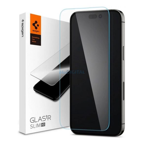 SPIGEN TR SLIM HD képernyővédő üveg (2.5D, karcálló, tok barát, ujjlenyomat mentes, ultravékony, 0.2mm, 9H) ÁTLÁTSZÓ Apple iPhone 14 Pro