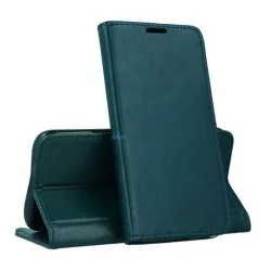  Tok álló, bőr hatású (FLIP, oldalra nyíló, asztali tartó funkció) SÖTÉTZÖLD Apple iPhone 14 Pro